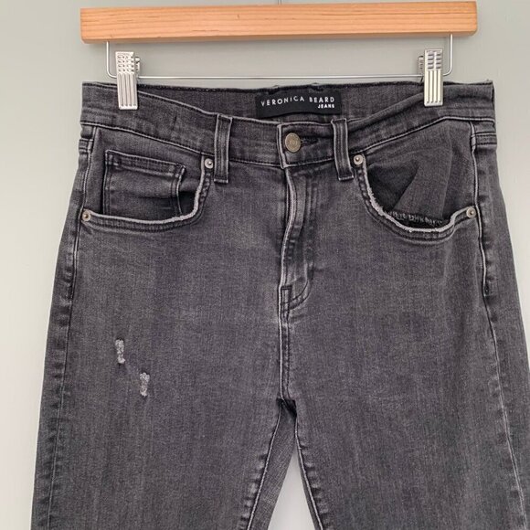 Veronica Beard Benzi Midrise distressed fringe ankle skinny stretch jeans - Picture 3 of 12